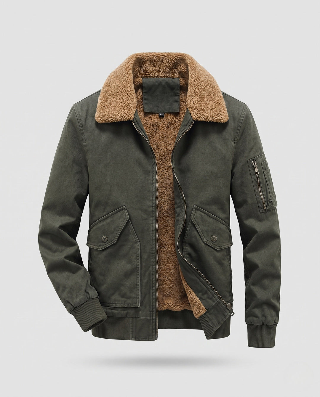 Męska canvas aviator kurtka z sherpa kołnierzem i teddy fleece lwwg