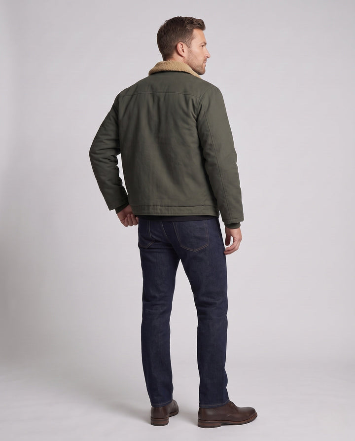 Męska canvas Pilot Blouson z Sherpa kołnierzem i ciepła teddy fleece Lwwg