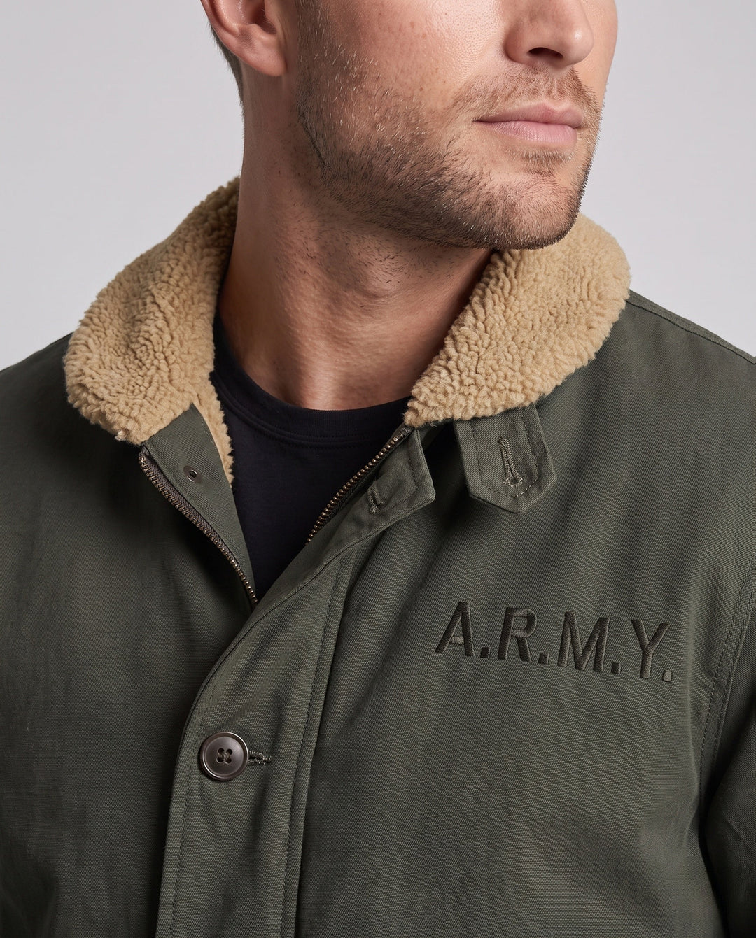 Męska canvas Pilot Blouson z Sherpa kołnierzem i ciepła teddy fleece Lwwg