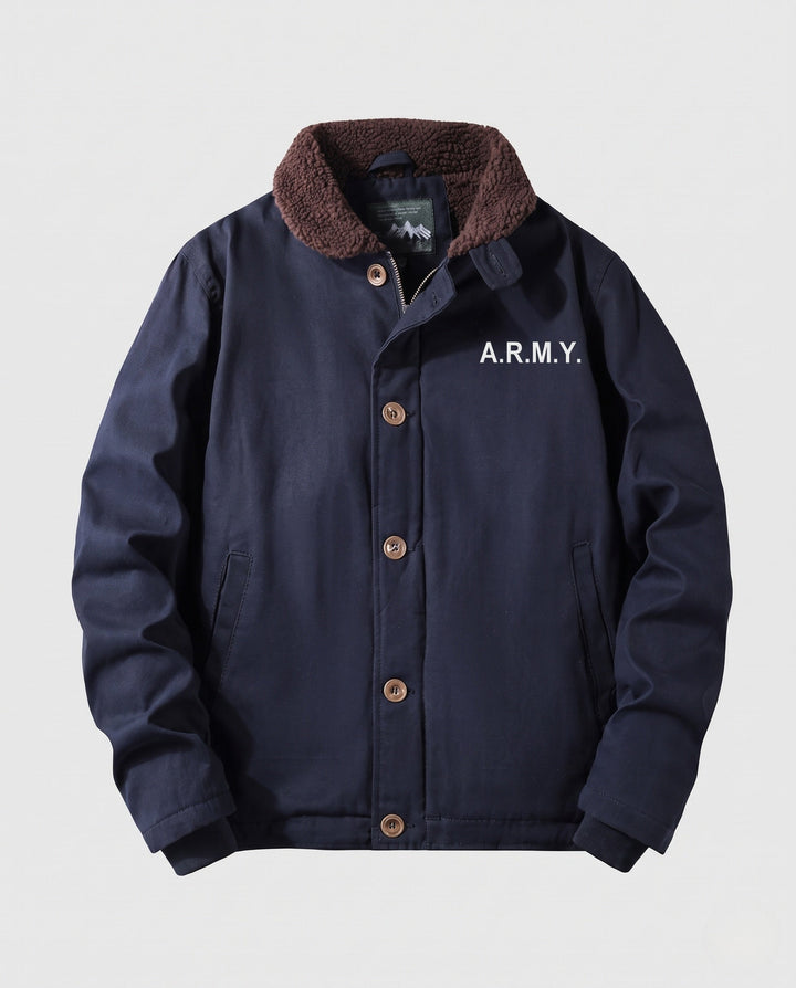 Męska canvas Pilot Blouson z Sherpa kołnierzem i ciepła teddy fleece Lwwg