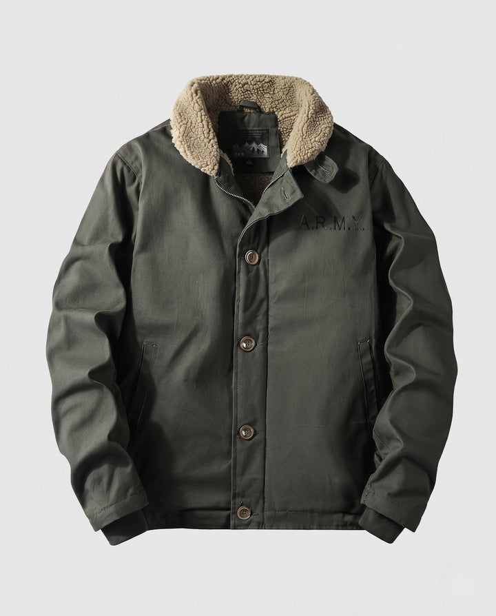 Męska canvas Pilot Blouson z Sherpa kołnierzem i ciepła teddy fleece Lwwg
