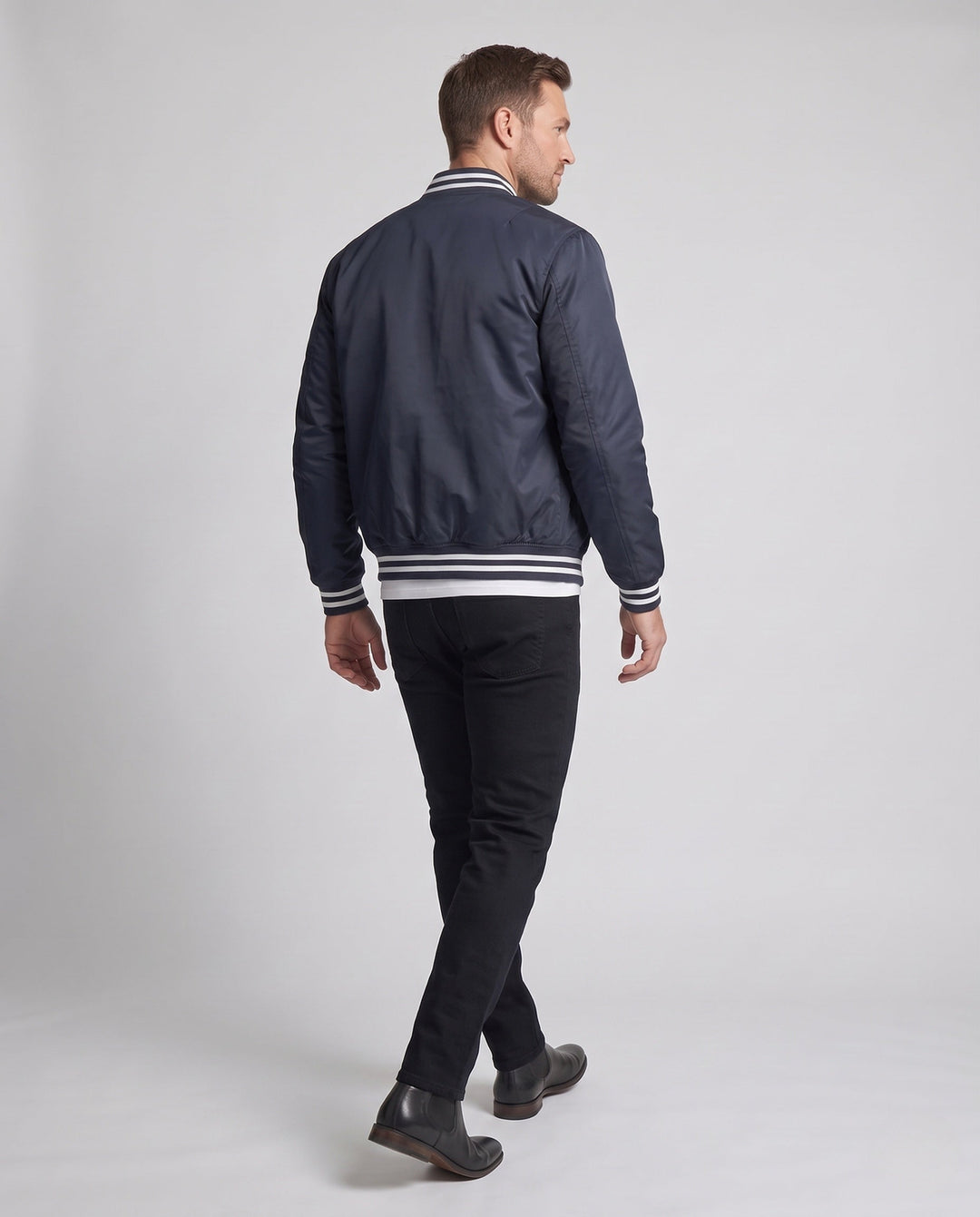 Męska college blouson z pikowana termiczny lwwg i contrastwg prążkowany kołnierzem