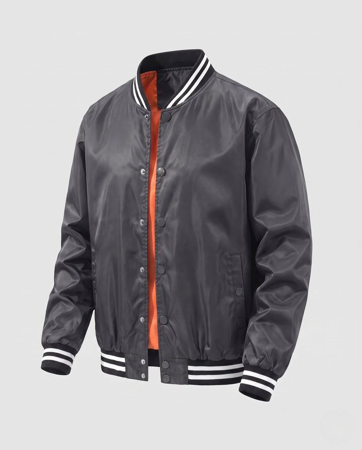 Męska college blouson z pikowana termiczny lwwg i contrastwg prążkowany kołnierzem