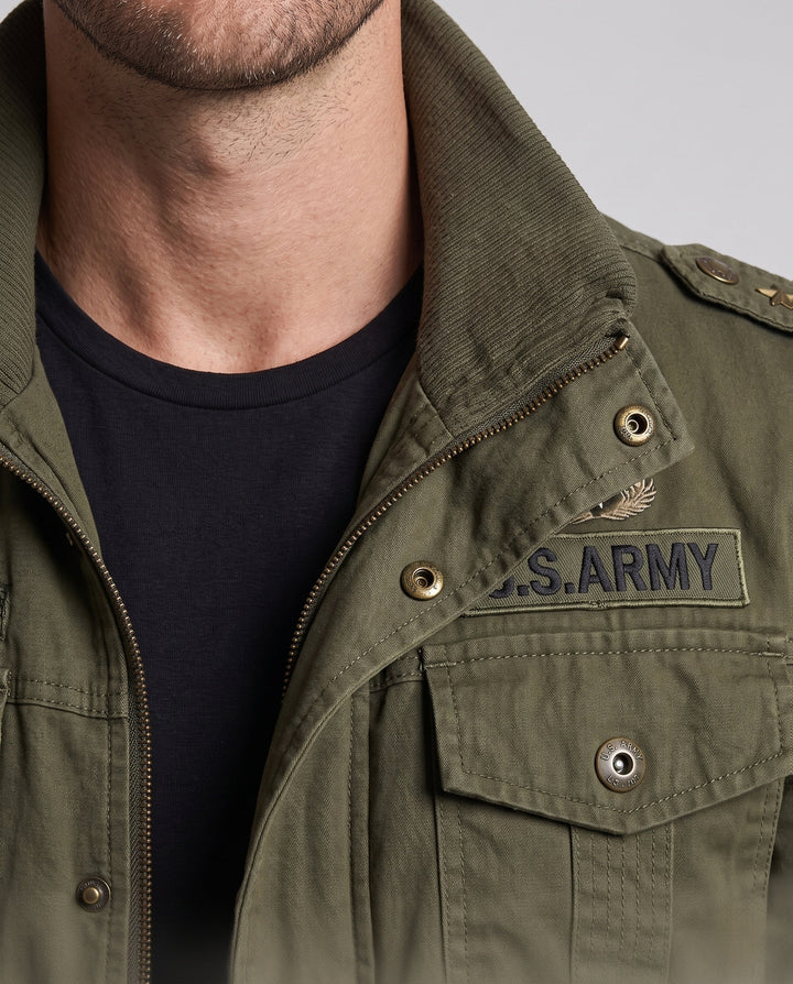 Męska Lwed canvas field kurtka w Military Worker styl z teddy fleece kołnierzem
