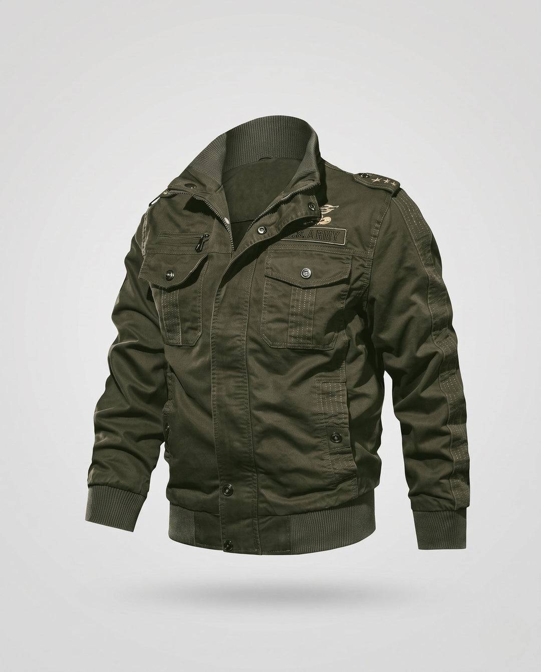 Męska Lwed canvas field kurtka w Military Worker styl z teddy fleece kołnierzem