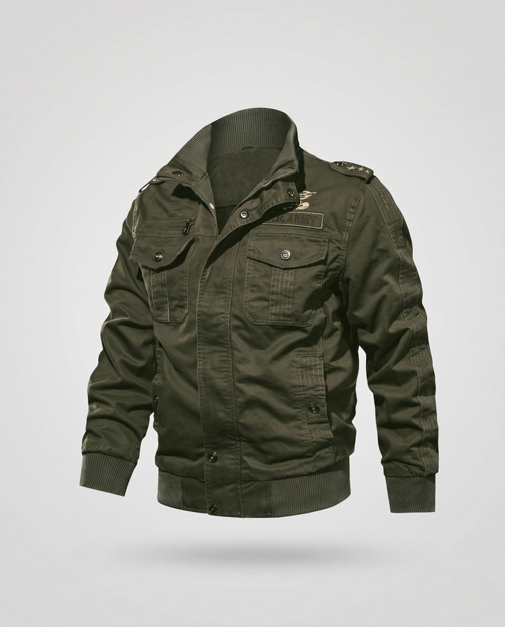 Męska Lwed canvas field kurtka w Military Worker styl z teddy fleece kołnierzem