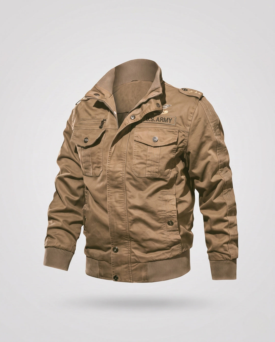 Męska Lwed canvas field kurtka w Military Worker styl z teddy fleece kołnierzem