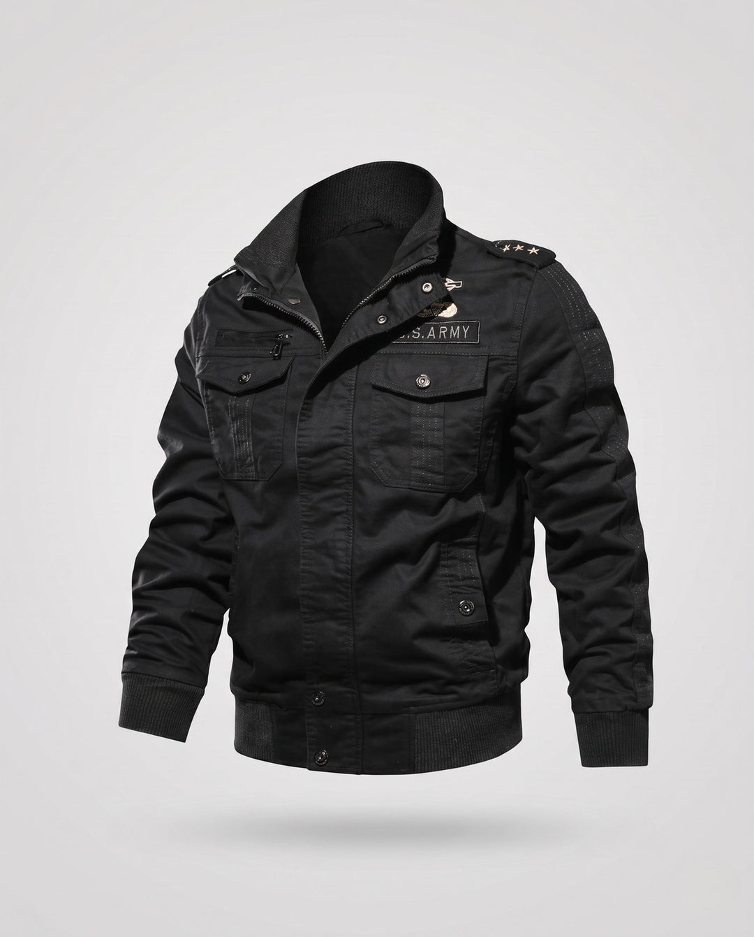 Męska Lwed canvas field kurtka w Military Worker styl z teddy fleece kołnierzem