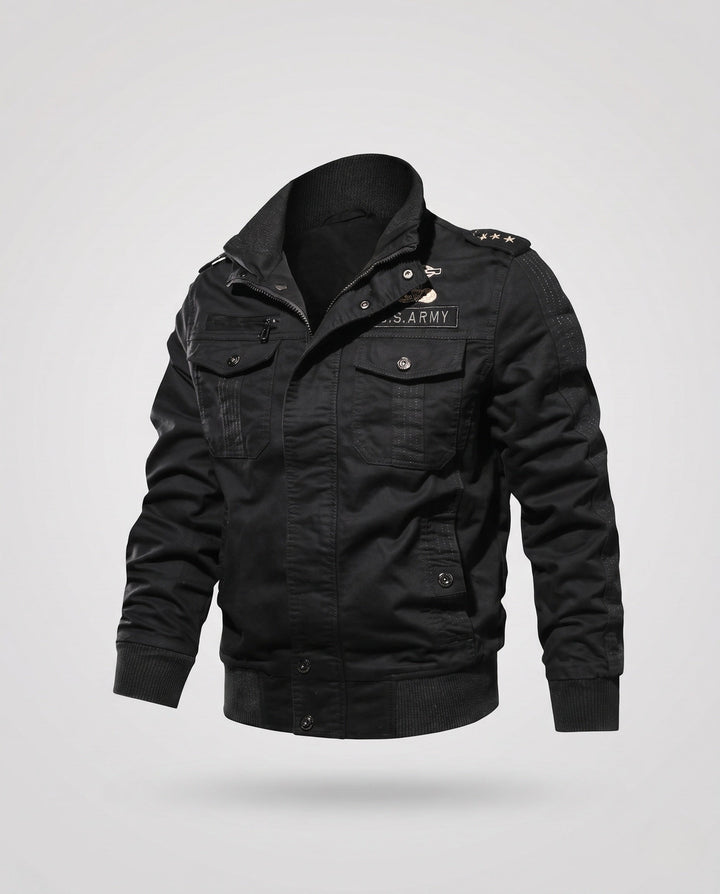 Męska Lwed canvas field kurtka w Military Worker styl z teddy fleece kołnierzem