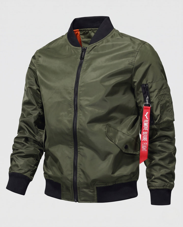 Męska ocieplana nylon bomberka kurtka w aviator styl z thermo wsulation i utility arm kieszenią