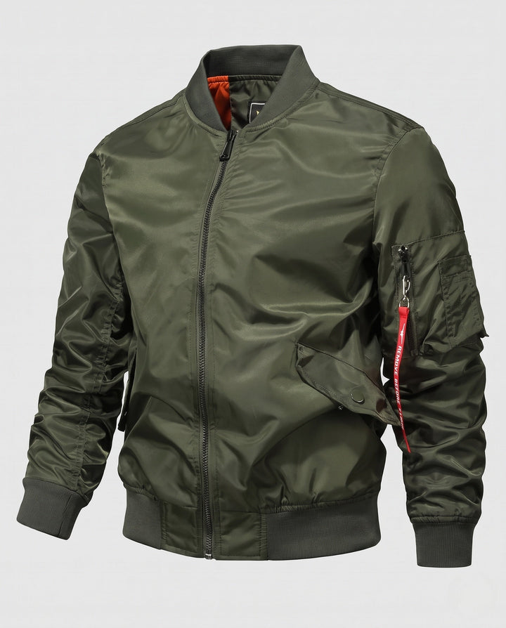 Męska ocieplana nylon bomberka kurtka w aviator styl z thermo wsulation i utility arm kieszenią