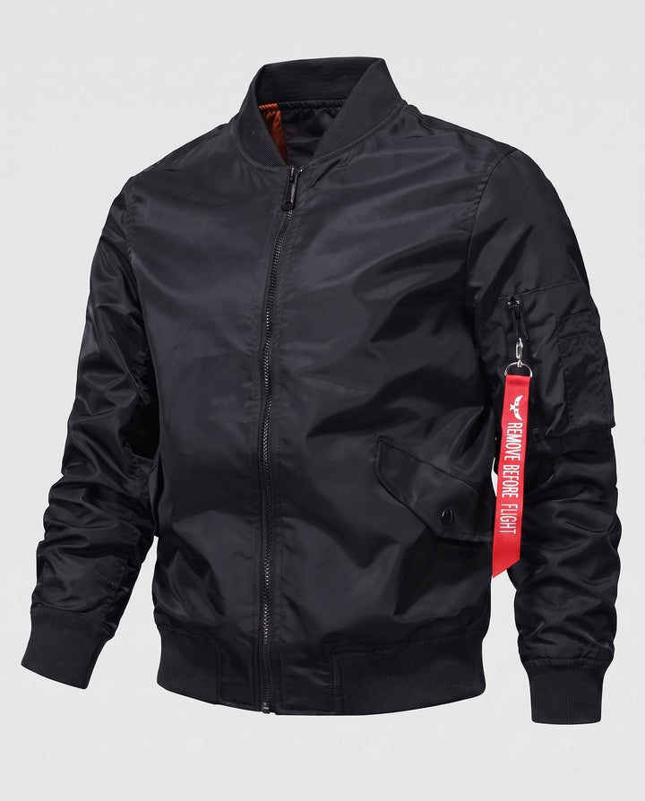 Męska ocieplana nylon bomberka kurtka w aviator styl z thermo wsulation i utility arm kieszenią