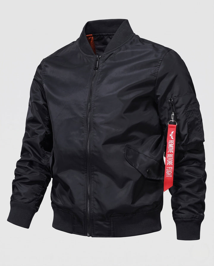 Męska ocieplana nylon bomberka kurtka w aviator styl z thermo wsulation i utility arm kieszenią