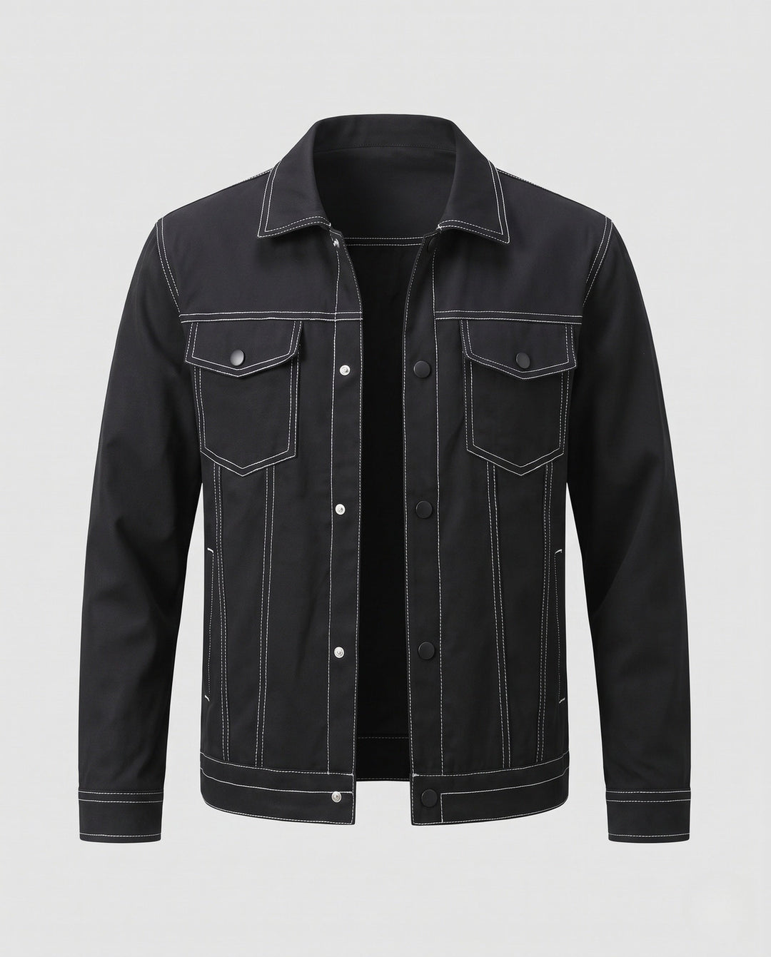 Męska contrast-stitched trucker kurtka z ocieplana termiczny lwwg i zatrzask listwą guzikową