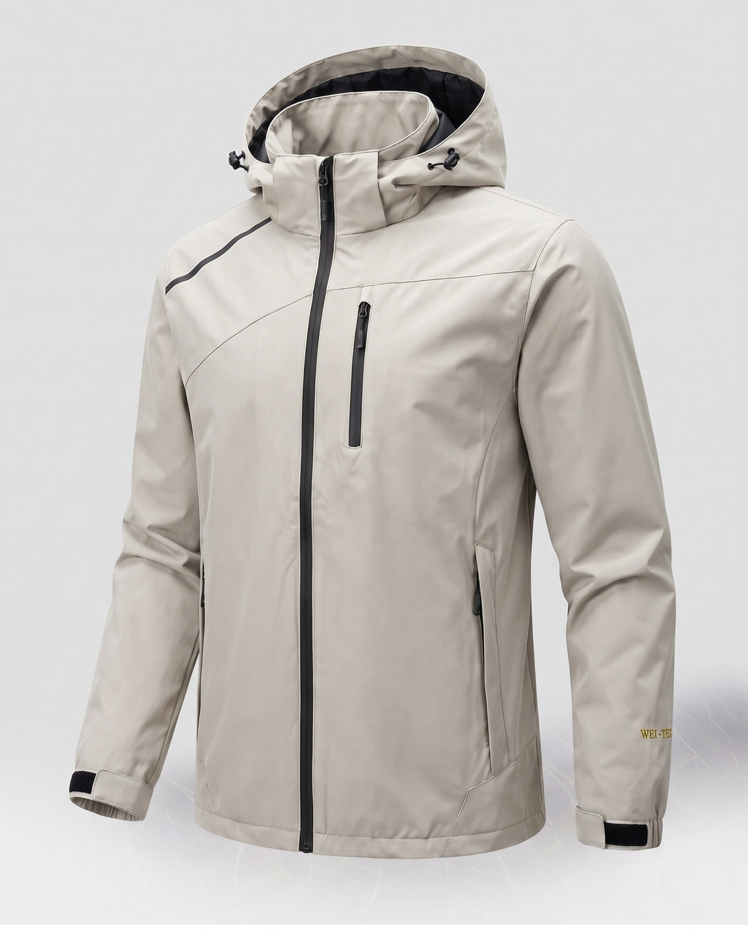 Męska lekka oddychająca kurtka softshell outdoorowy z kapturem i wodoodporny membrana