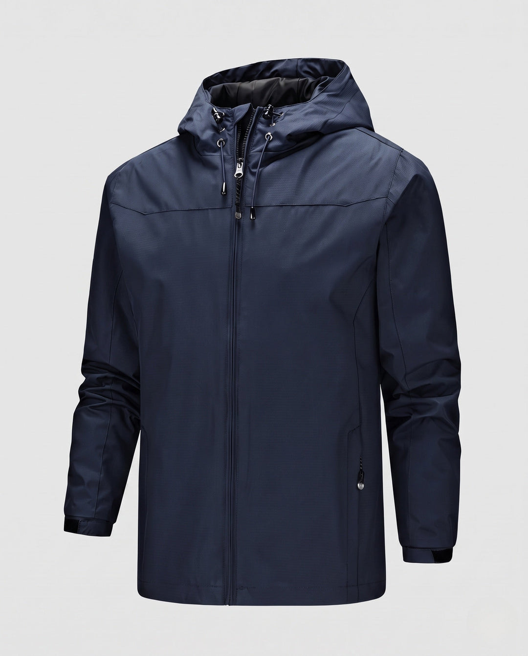 Męska lekka kurtka softshell outdoorowy z regulowany kapturem, wiatroszczelna membrana, i zamkiemed kieszeniami