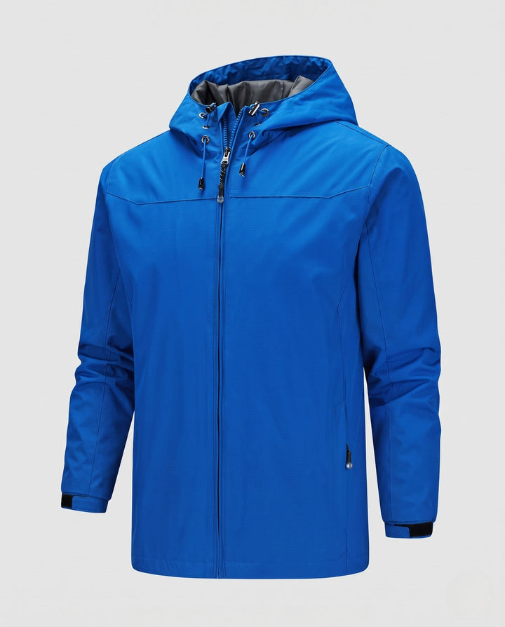 Męska lekka kurtka softshell outdoorowy z regulowany kapturem, wiatroszczelna membrana, i zamkiemed kieszeniami