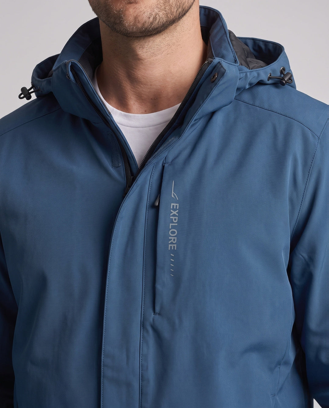 Męska lekka softshell kurtka z kapturem, wodoodporny zewnętrzny shell i ukrytym zamkiem