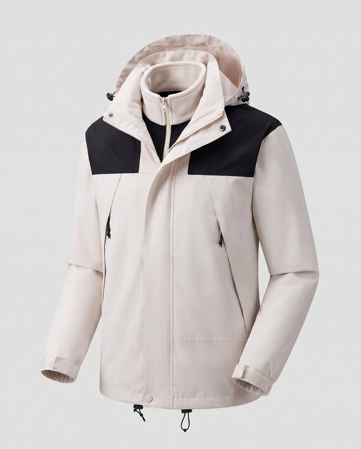 Męska lekka miejski-kurtka outdoorowa z zamkiem-w fleece i kontrastowy trim