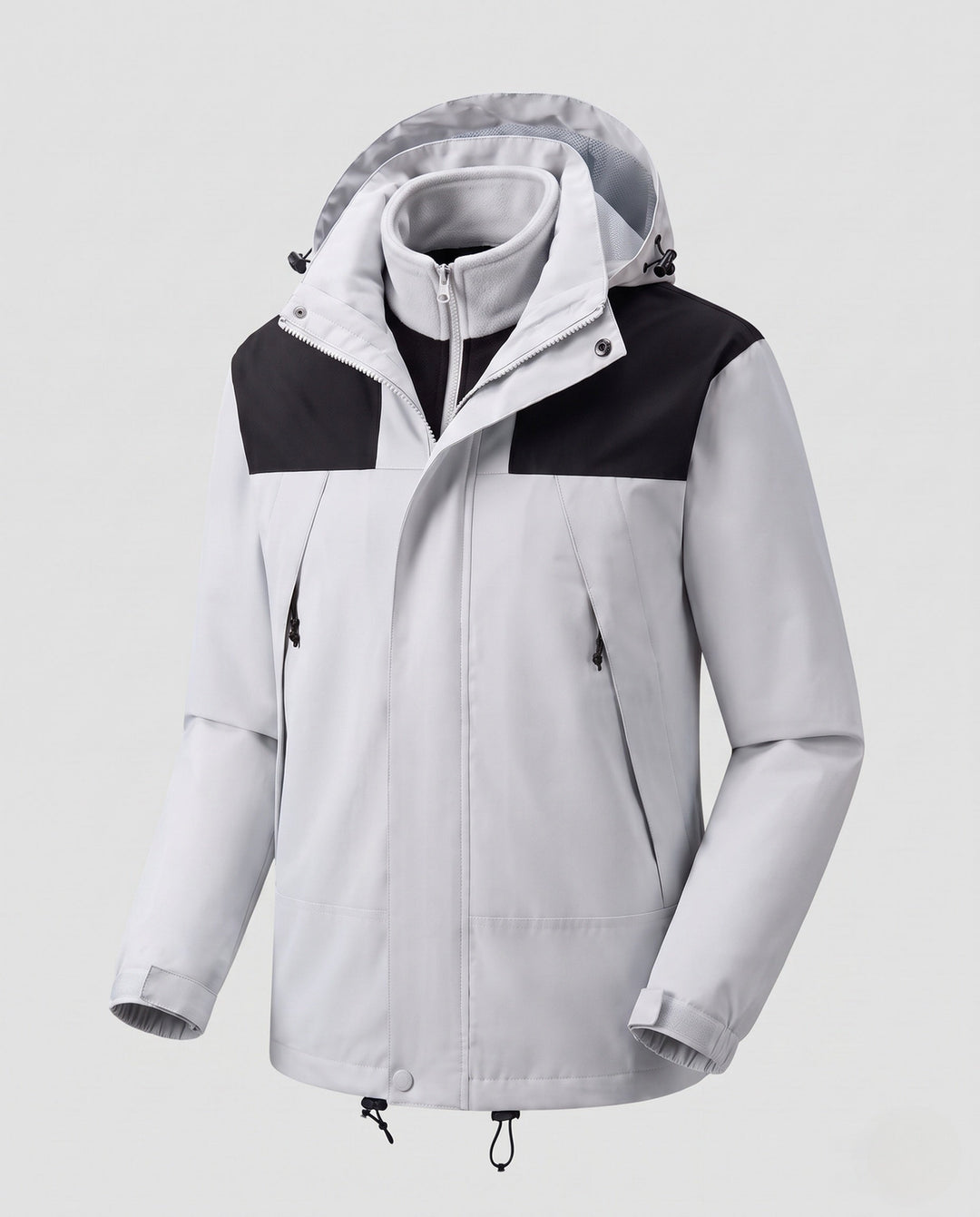 Męska lekka miejski-kurtka outdoorowa z zamkiem-w fleece i kontrastowy trim