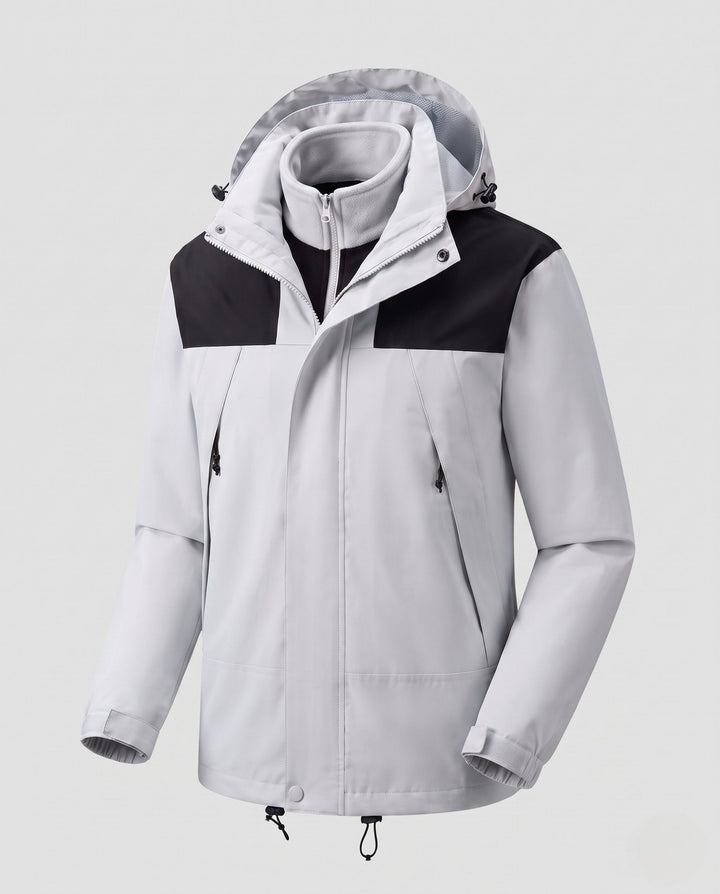Męska lekka miejski-kurtka outdoorowa z zamkiem-w fleece i kontrastowy trim