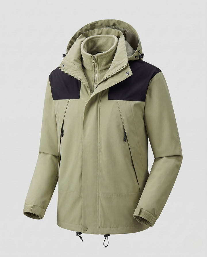 Męska lekka miejski-kurtka outdoorowa z zamkiem-w fleece i kontrastowy trim