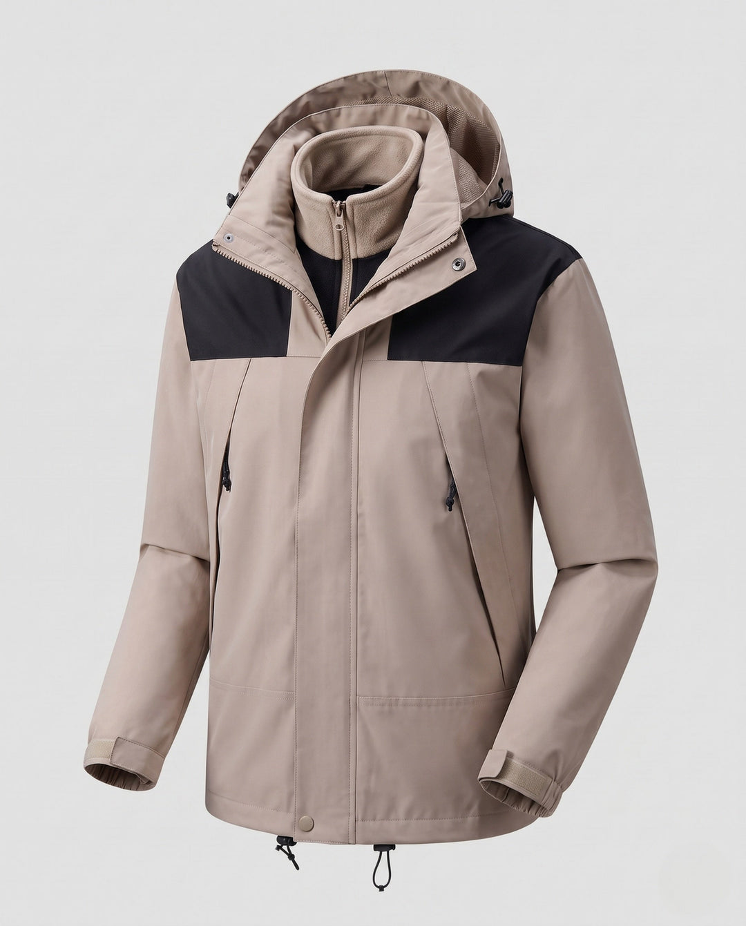 Męska lekka miejski-kurtka outdoorowa z zamkiem-w fleece i kontrastowy trim