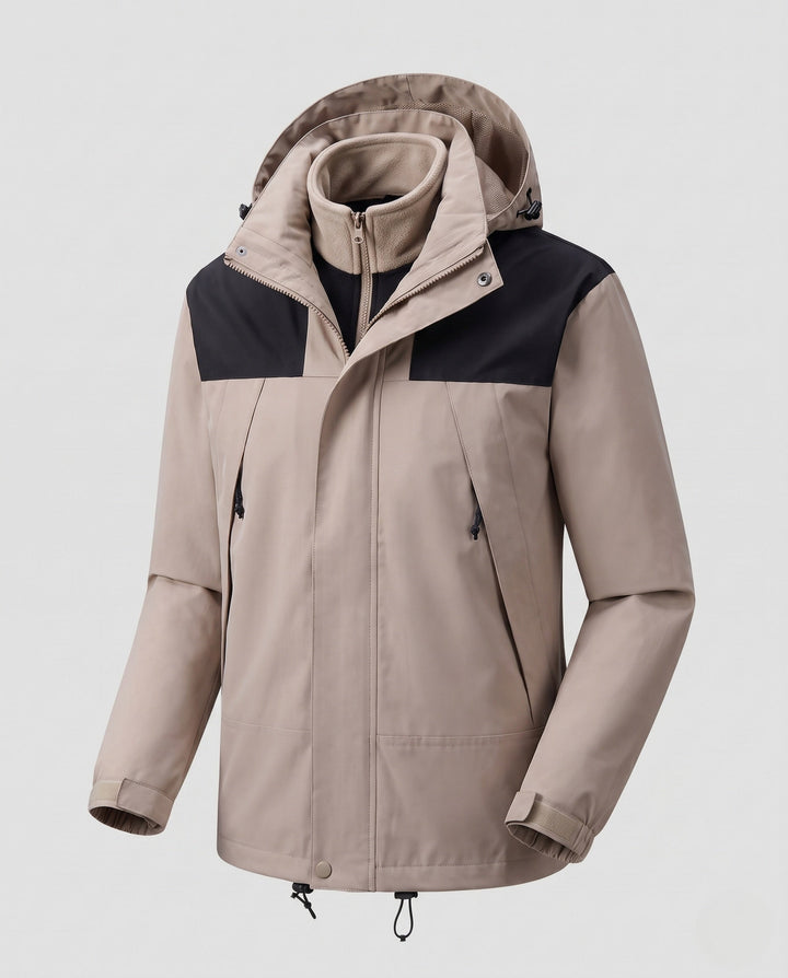 Męska lekka miejski-kurtka outdoorowa z zamkiem-w fleece i kontrastowy trim