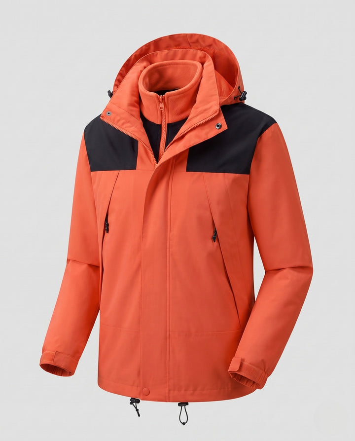 Męska lekka miejski-kurtka outdoorowa z zamkiem-w fleece i kontrastowy trim