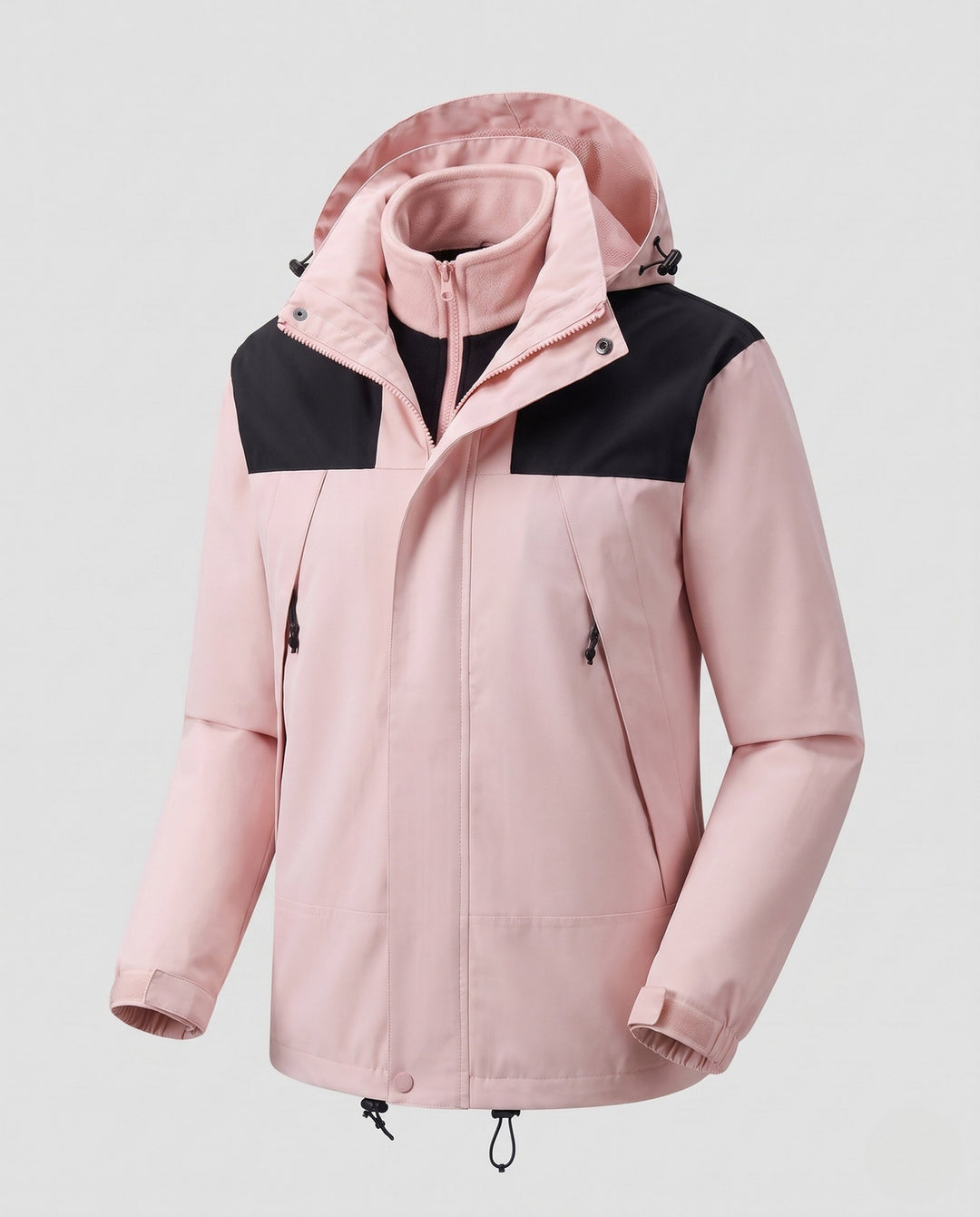 Męska lekka miejski-kurtka outdoorowa z zamkiem-w fleece i kontrastowy trim