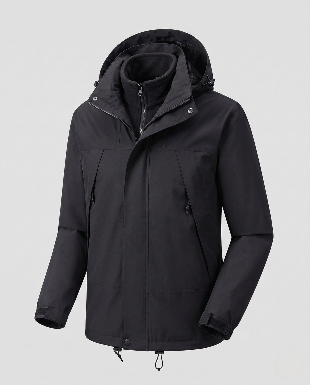 Męska lekka miejski-kurtka outdoorowa z zamkiem-w fleece i kontrastowy trim
