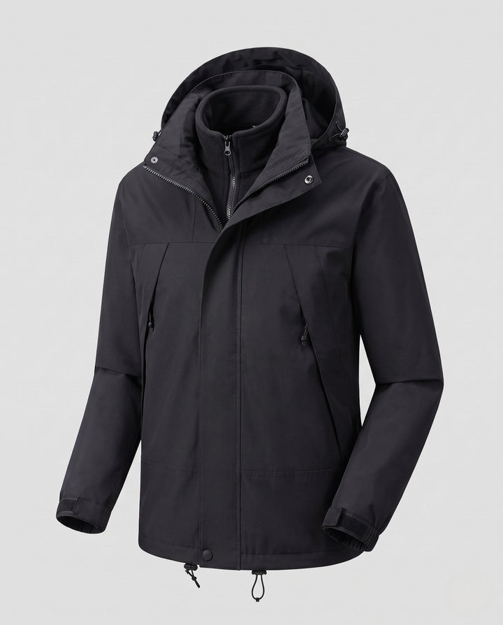 Męska lekka miejski-kurtka outdoorowa z zamkiem-w fleece i kontrastowy trim