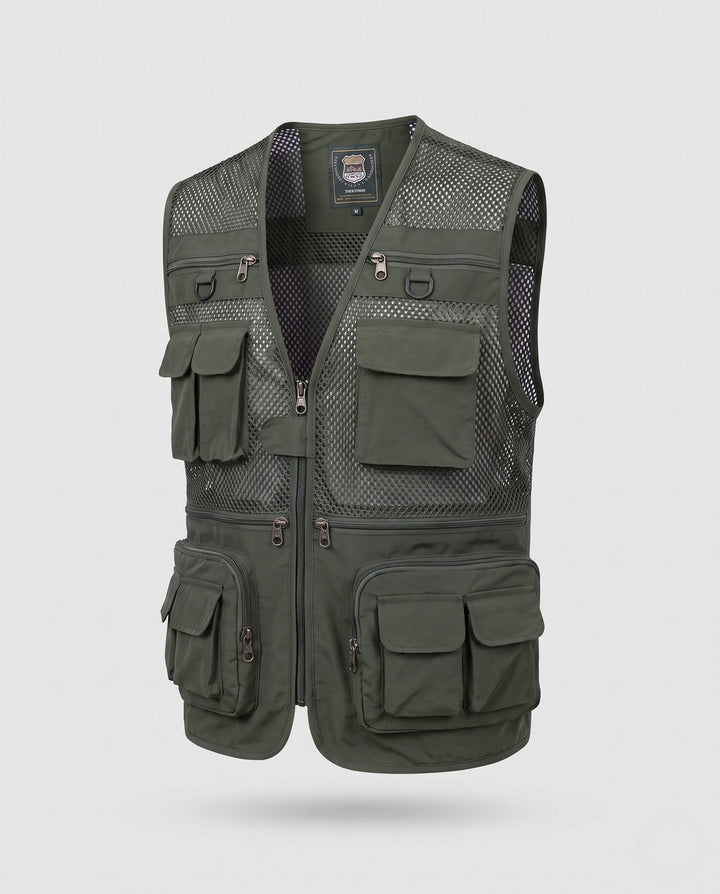 Męska multifunctional mesh utility kamizelka z multiple kieszeniami