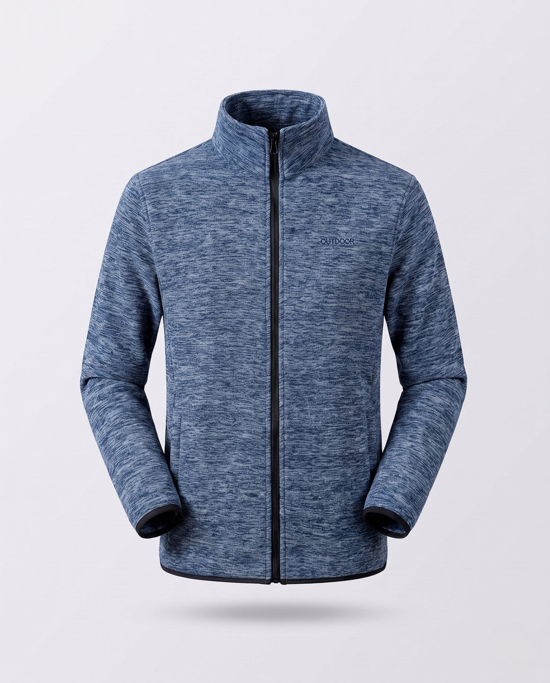 Męska thermal-lwed melange fleece sti-kołnierzem kurtka z pełnym zamkiem