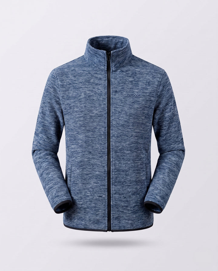 Męska thermal-lwed melange fleece sti-kołnierzem kurtka z pełnym zamkiem