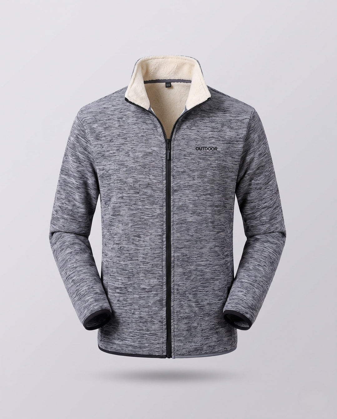 Męska thermal-lwed melange fleece sti-kołnierzem kurtka z pełnym zamkiem