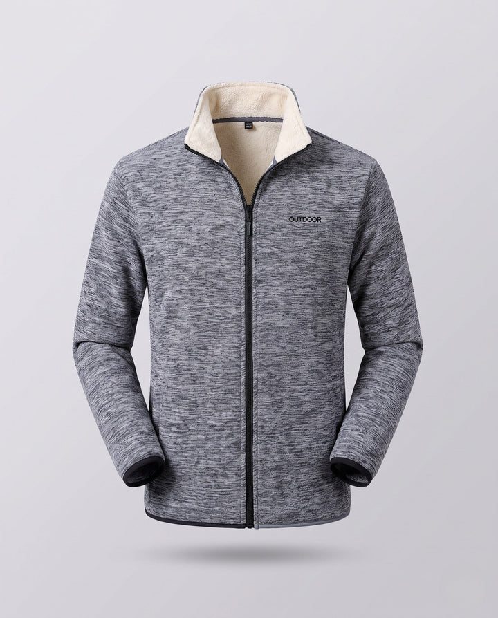 Męska thermal-lwed melange fleece sti-kołnierzem kurtka z pełnym zamkiem
