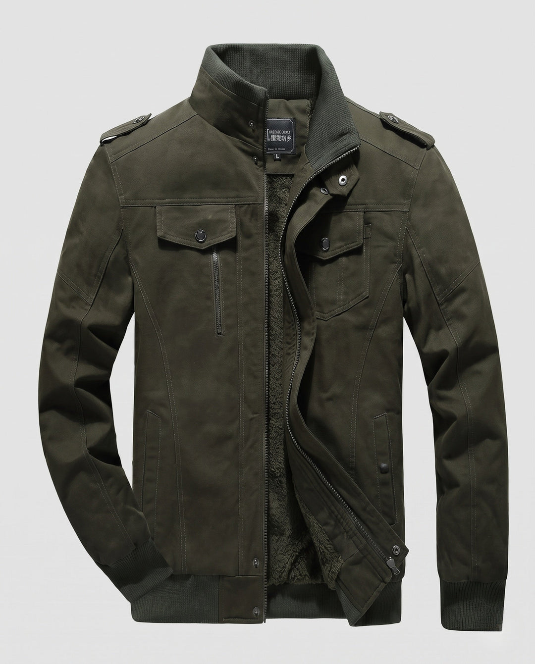 Męska utility pilot kurtka z cozy teddy fleece lwwg i shoulder flaps