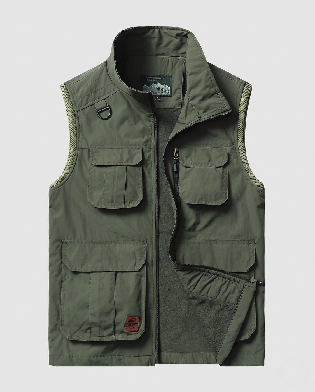 Męska utility kamizelka z warmwg fleece lwwg, multifunctional kieszeniami i stójką