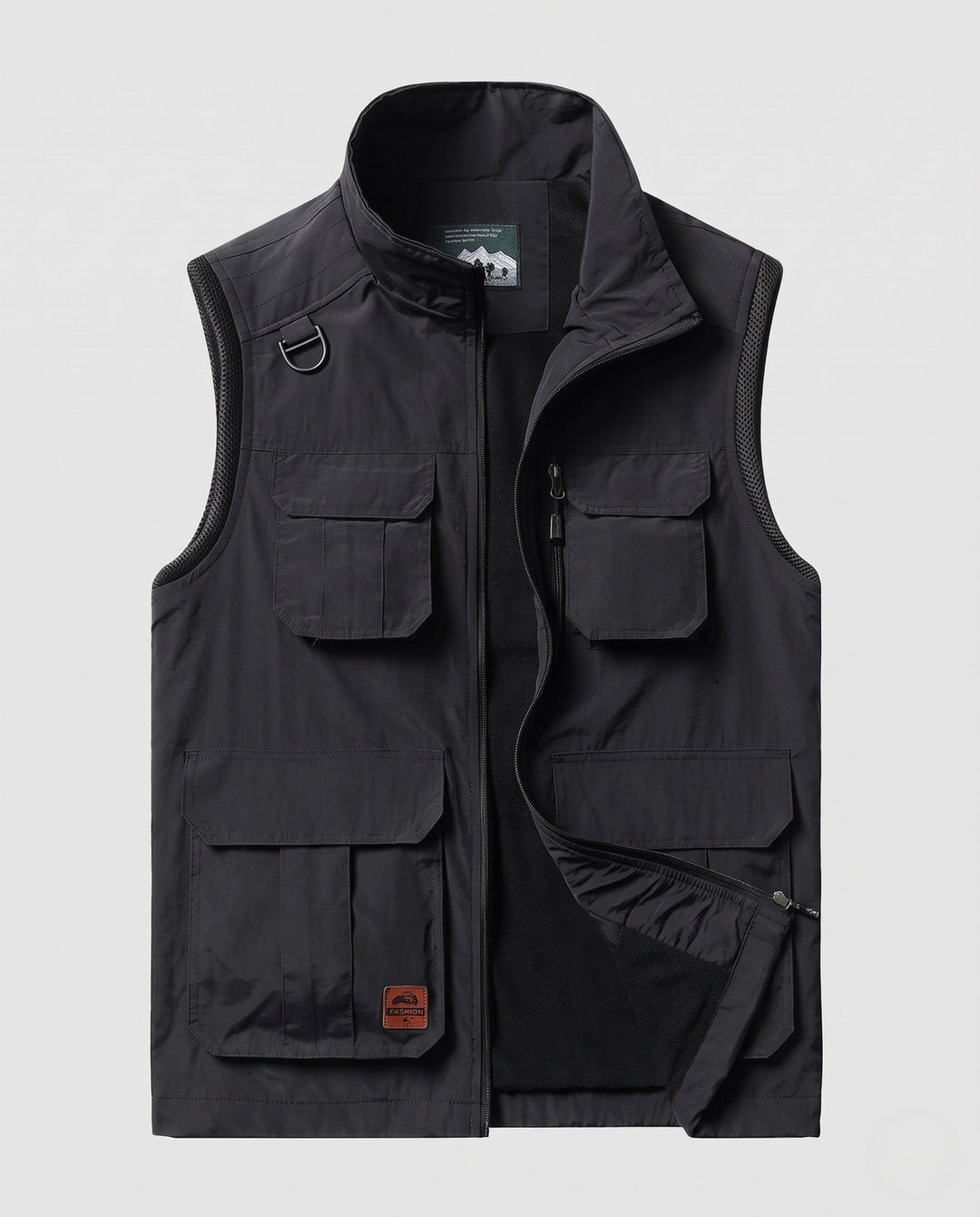 Męska utility kamizelka z warmwg fleece lwwg, multifunctional kieszeniami i stójką