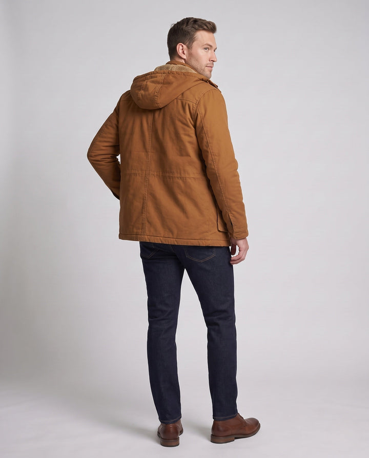 Męska warmer utility field parka z teddy lwwg, kapturem, i multiple kieszeniami