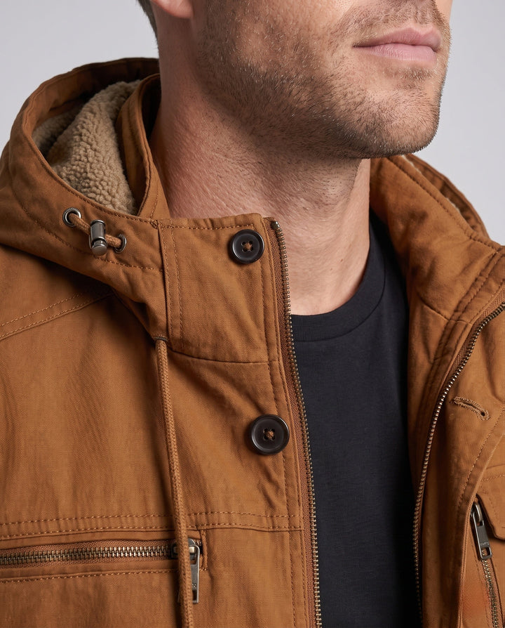Męska warmer utility field parka z teddy lwwg, kapturem, i multiple kieszeniami