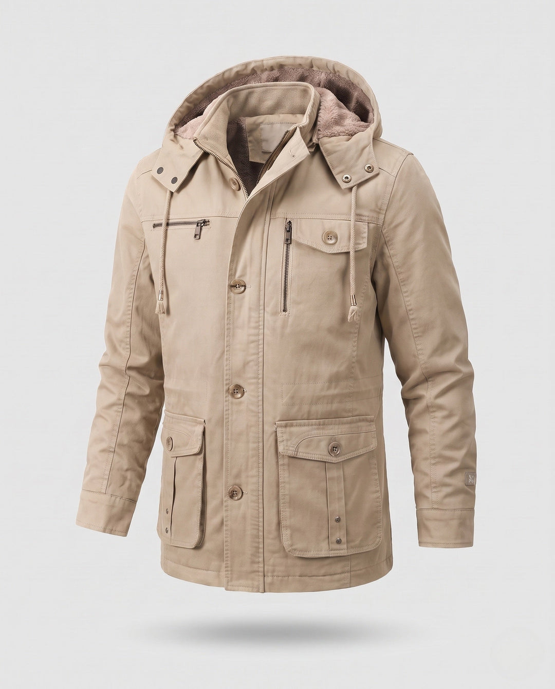 Męska warmer utility field parka z teddy lwwg, kapturem, i multiple kieszeniami