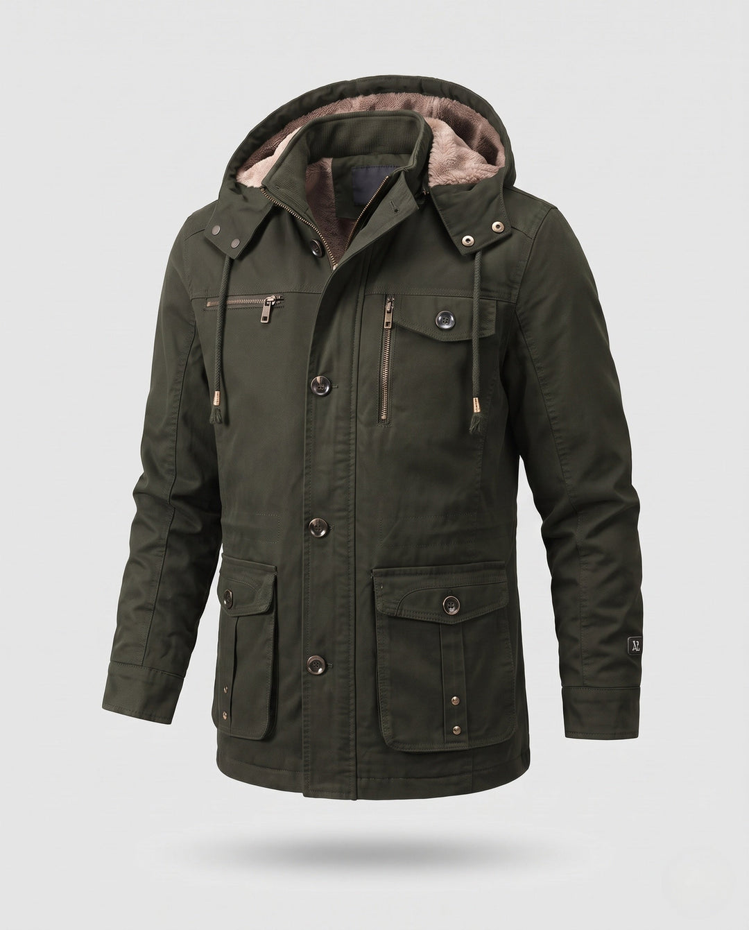 Męska warmer utility field parka z teddy lwwg, kapturem, i multiple kieszeniami