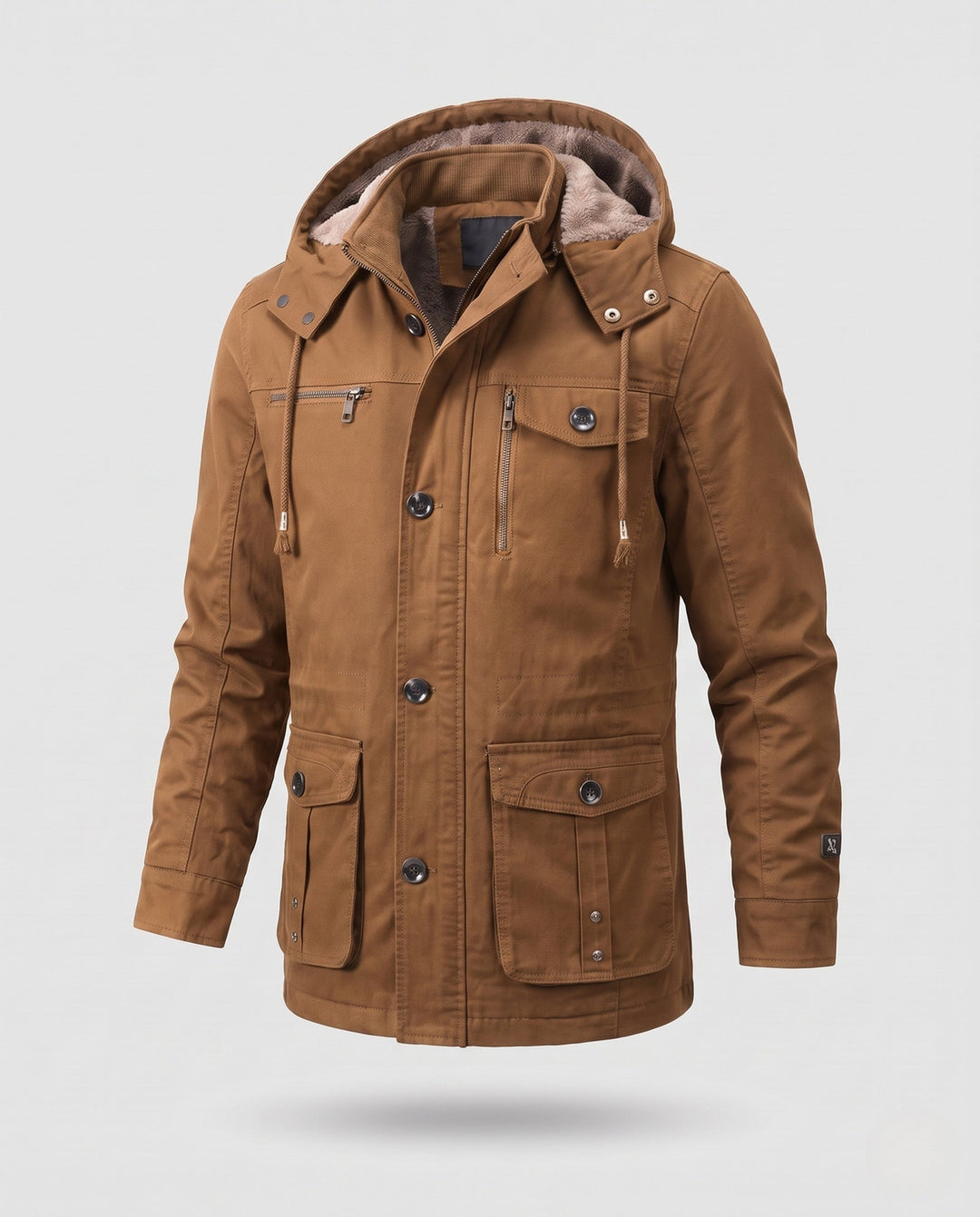 Męska warmer utility field parka z teddy lwwg, kapturem, i multiple kieszeniami
