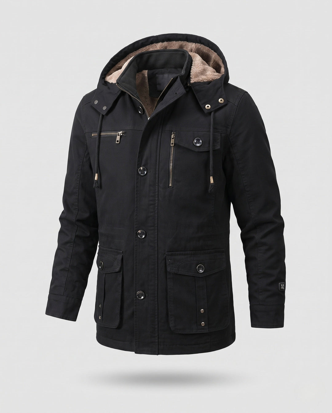 Męska warmer utility field parka z teddy lwwg, kapturem, i multiple kieszeniami