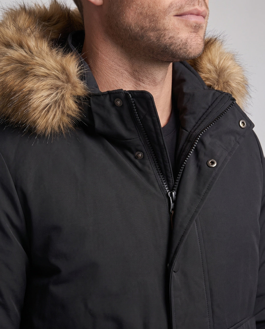 Męska wodoodporna długa parka z Removable imitacja Fur kapturem, teddy fleece wner Lwwg i utility kieszeniami