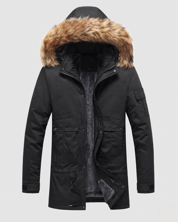 Męska wodoodporna długa parka z Removable imitacja Fur kapturem, teddy fleece wner Lwwg i utility kieszeniami