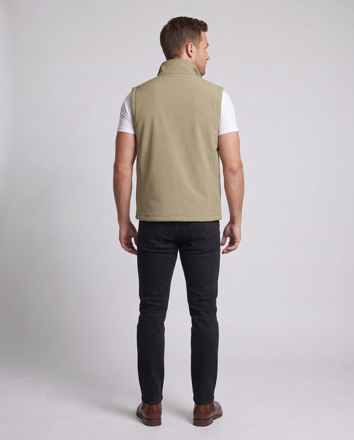 Męska ocieplana fleece Reversible utility kamizelka z wysoki kołnierzem
