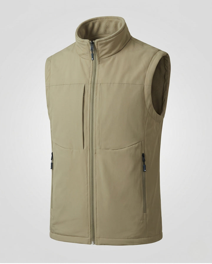 Męska ocieplana fleece Reversible utility kamizelka z wysoki kołnierzem